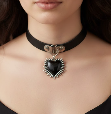 VN1279 Choker con Dije de Corazón y Espinas