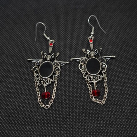 VN1264 Aretes Murciélago y Espejo negro