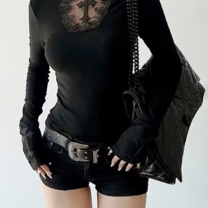 VN1285 Blusa de Manga Larga y Cuello Alto T/S