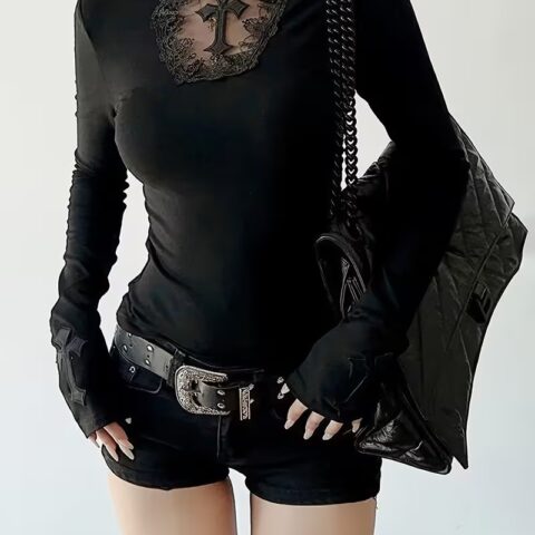 VN1285 Blusa de Manga Larga y Cuello Alto T/S