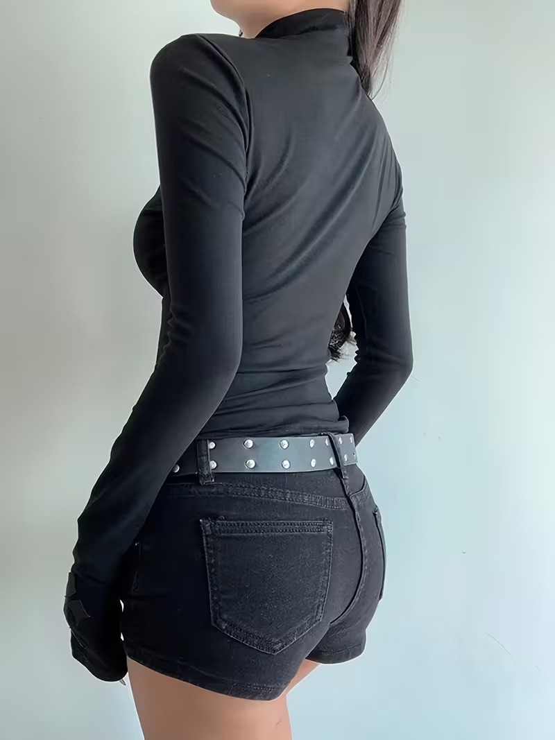 VN1285 Blusa de Manga Larga y Cuello Alto T/S - Image 3