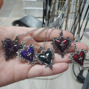 vn1203 Collar cadena con dije de corazón vintage