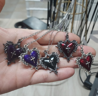 vn1203 Collar cadena con dije de corazón vintage