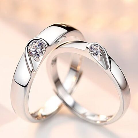 VN1328 Anillos de Pareja Corazones de Plata Esterlina