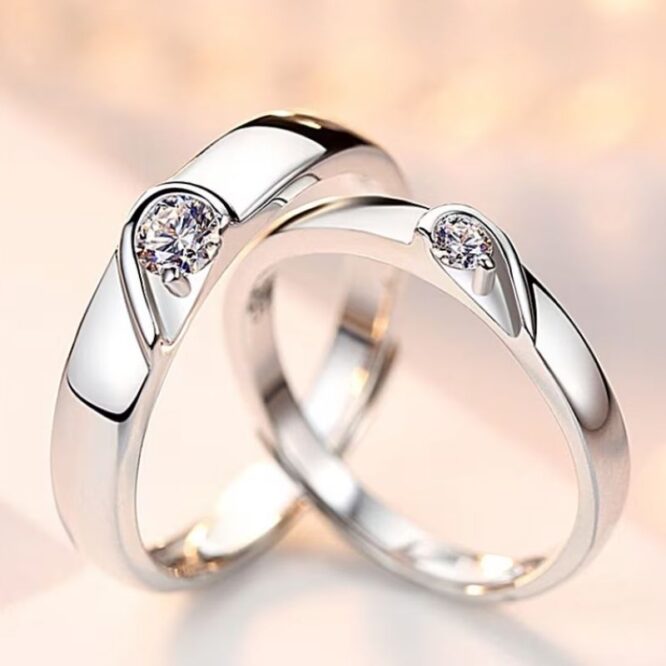 VN1328 Anillos de Pareja Corazones de Plata Esterlina