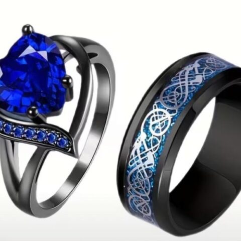 VN1333 Anillos Azúl y Negro Para Pareja