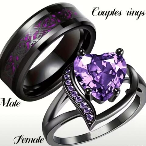 VN1332 Anillos Púrpura y Negro Para Pareja