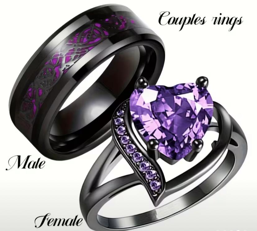 VN1332 Anillos Púrpura y Negro Para Pareja