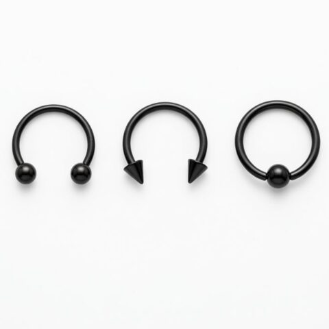 SP146 Piercings negros acero quirúrgico