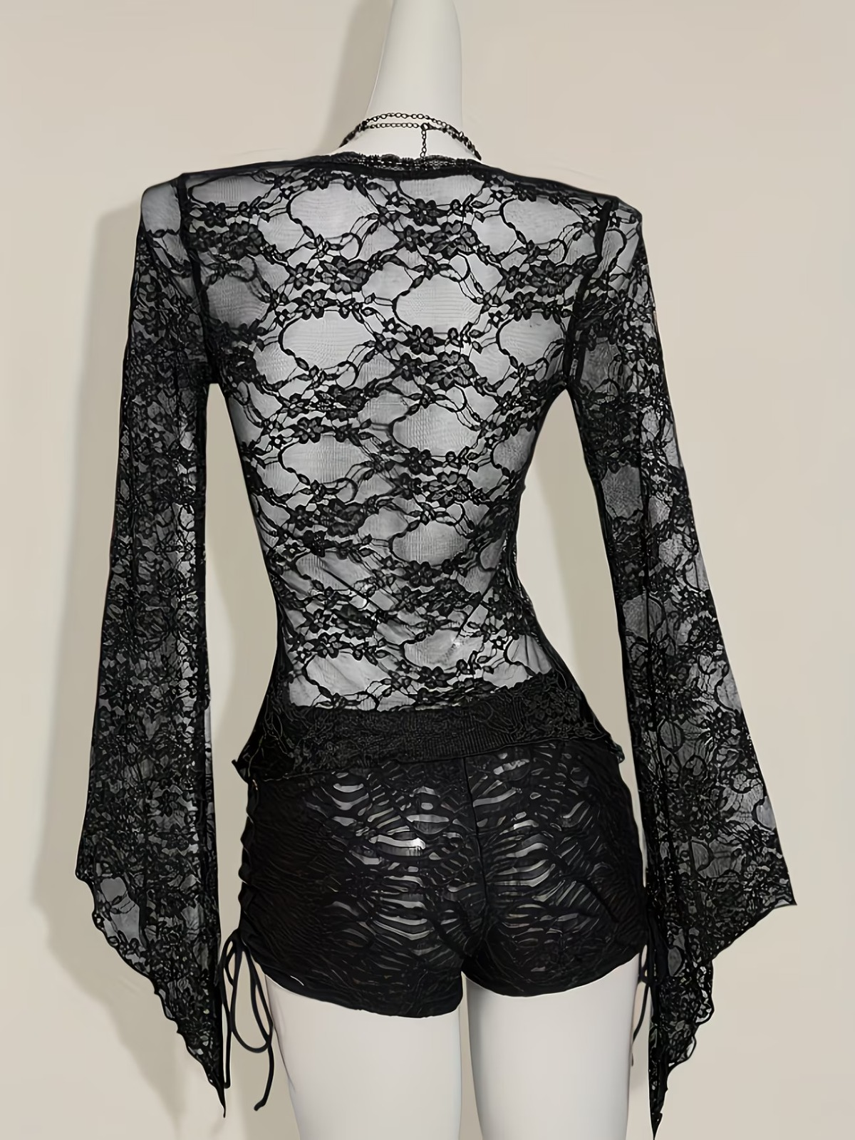 vn1348 cardigan y2k con cordones y detalles de encaje - Image 2