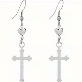 vn1355 pendientes cruz y corazones
