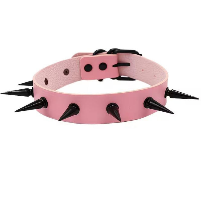 sp152 choker rosado spikes negros