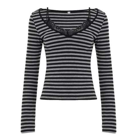 vn1371 Blusa rayas gris y negras T/M