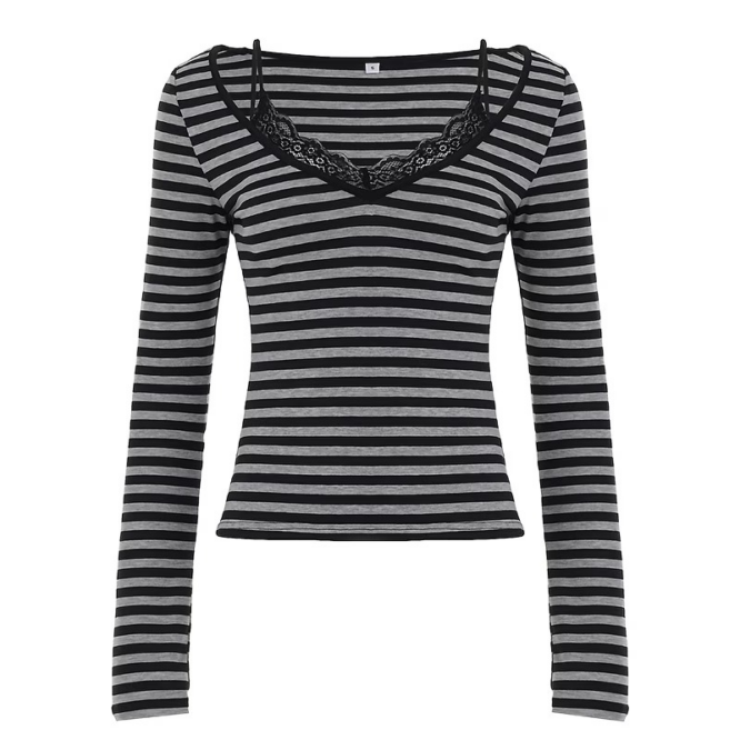 vn1371 Blusa rayas gris y negras T/M