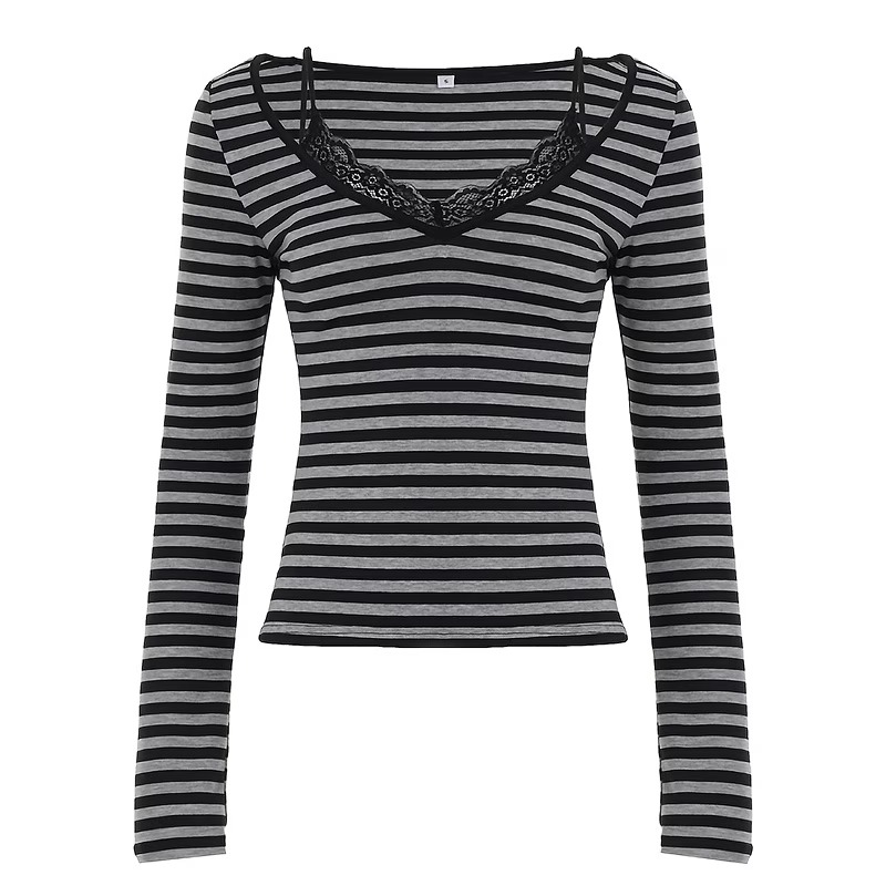 vn1371 Blusa rayas gris y negras T/M