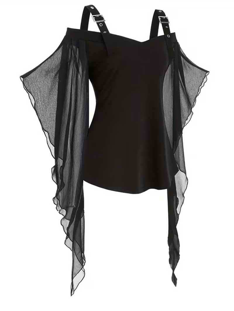 vn1373 Blusa con mangas volantes T/M