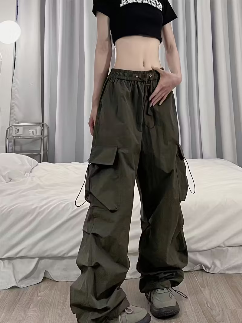 vn1383 Pantalones verdes parachute T/M