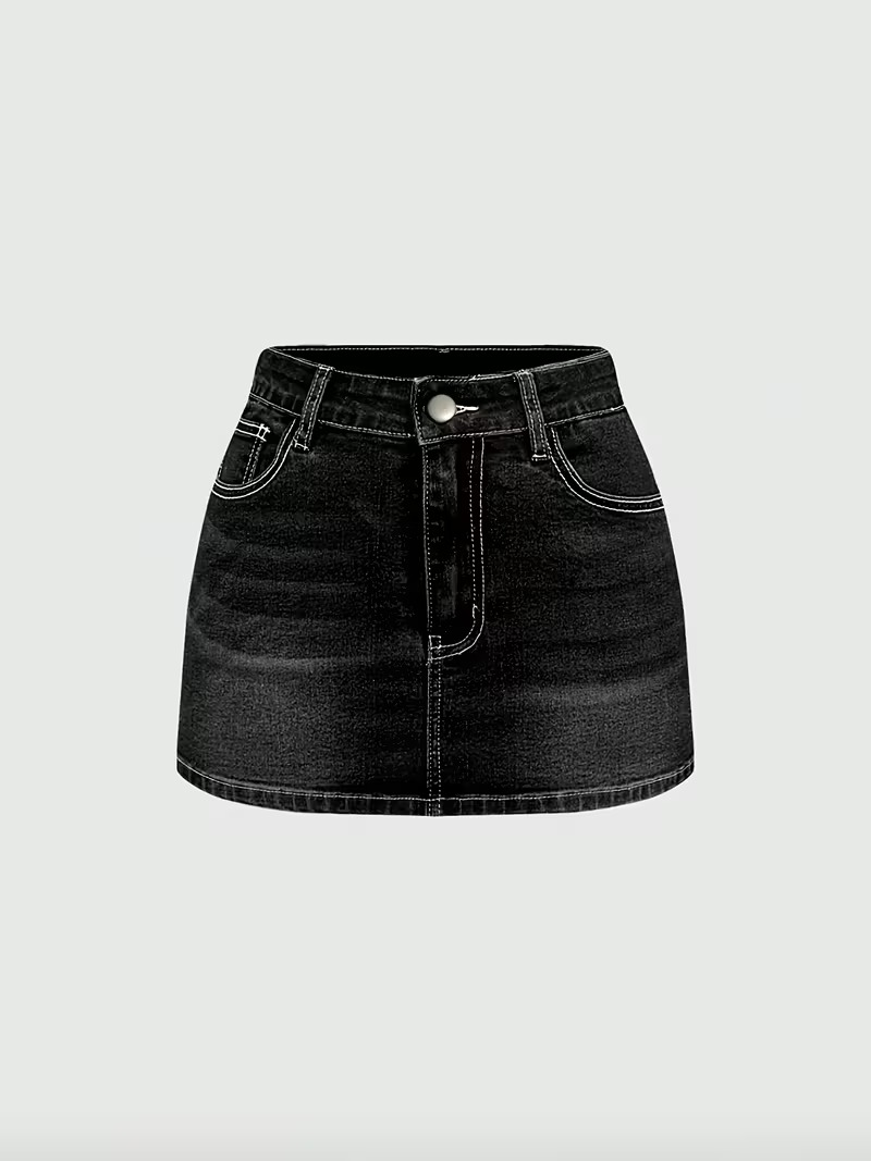 vn1410 Mini falda de mezclilla con apliques T/M