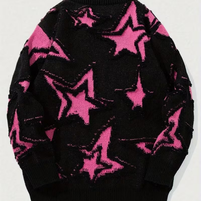 vn1412 Sueter de estrellas rosadas T/M