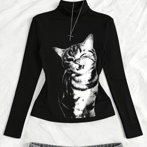 vn1413 Top negro de gato T/M
