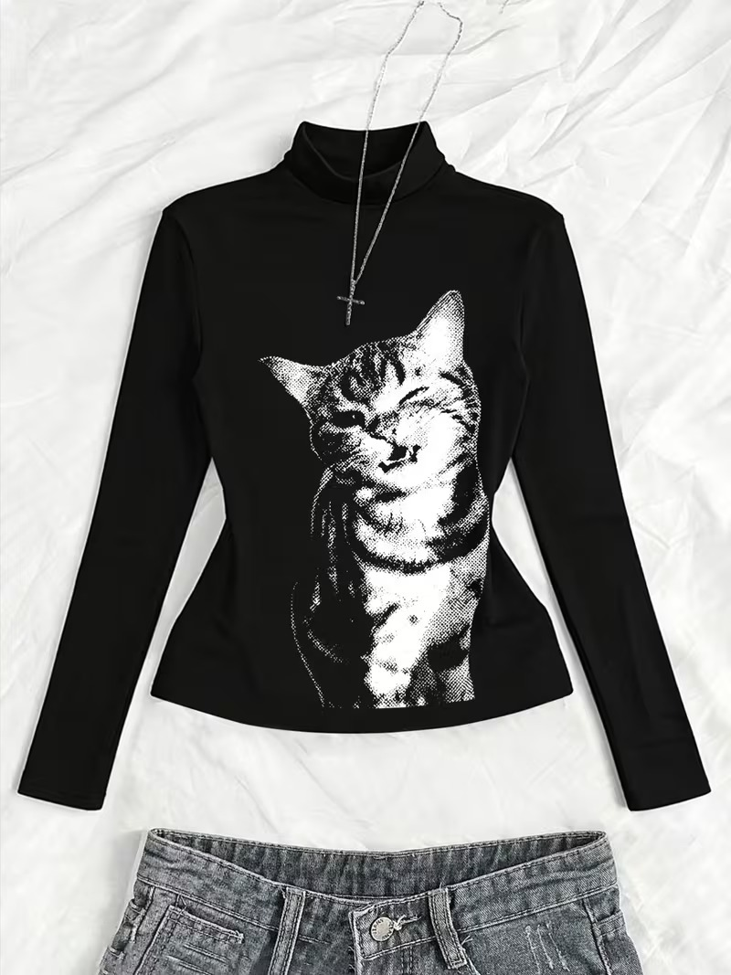 vn1413 Top negro de gato T/M