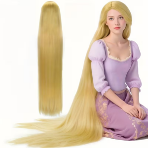 vn1415 Peluca rubia recta 157 cm estilo Rapunzel