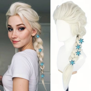 vn1419 Peluca rubia platino 66 cm estilo Elsa