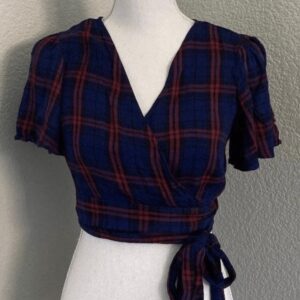 sp171 blusa cuadros rojos y azules ajustable en la parte delantera T/L