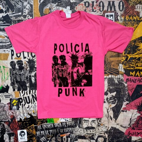 BL4 Camiseta policia punk rosada