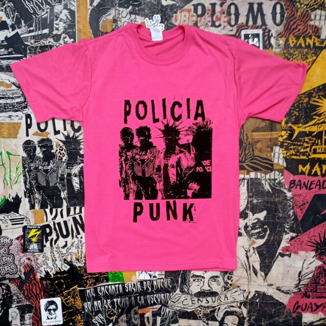 BL4 Camiseta policia punk rosada T/L