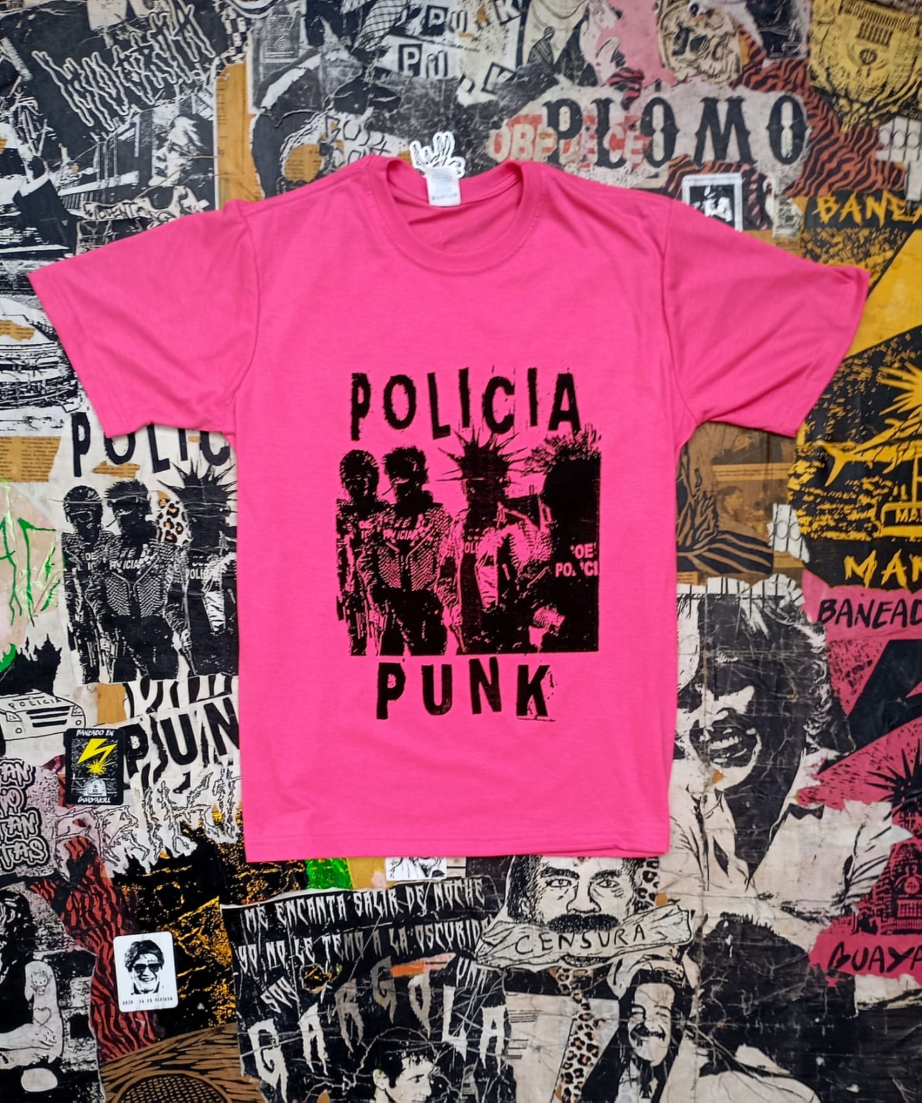 BL4 Camiseta policia punk rosada