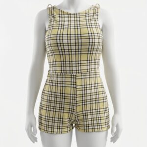 sp170 enterizo amarillo de cuadros ajustable de la espalda T/S