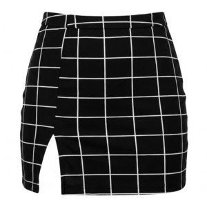 sp168 falda pegada de cuadros negra con blanco pegada al cuerpo T/M