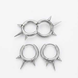 vn1426 argolla gris con spikes asimetricos