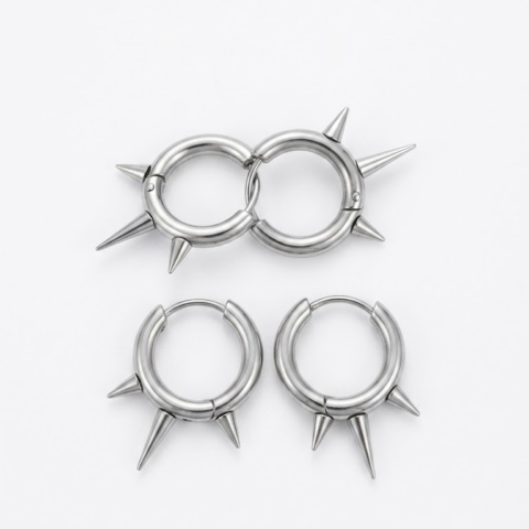 vn1426 argolla gris con spikes asimetricos