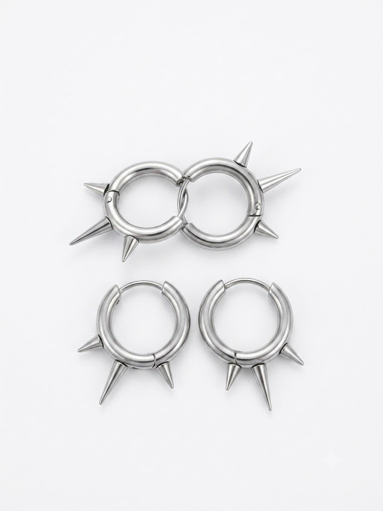vn1426 argolla gris con spikes asimetricos