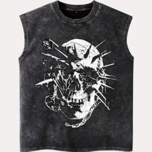 VN1455 Musculosa negra calavera T/M