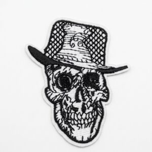 vn1495 Parche termoadhesivo calavera con sombrero