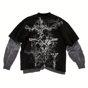 vn1513 Camiseta mangas largas negro con gris T/M