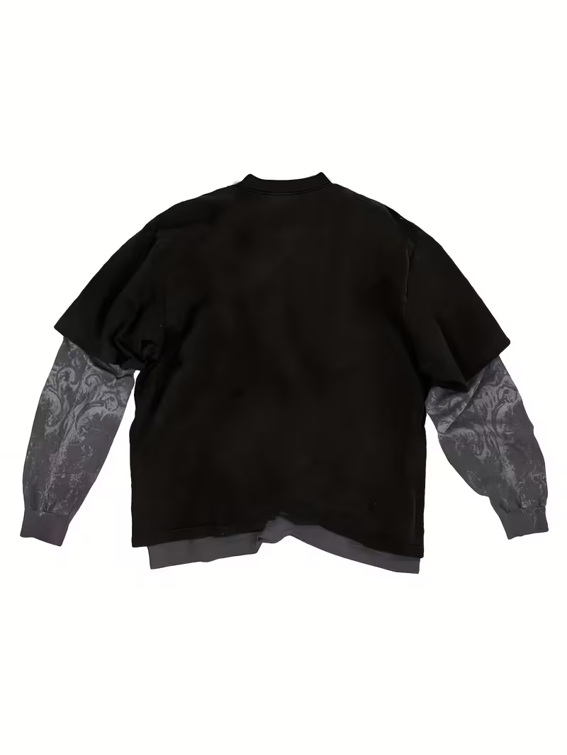 vn1513 Camiseta mangas largas negro con gris T/M - Image 2