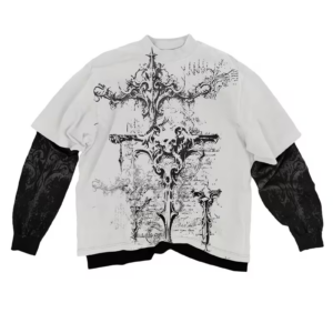 vn1514 Camiseta mangas largas blanco con negro T/L