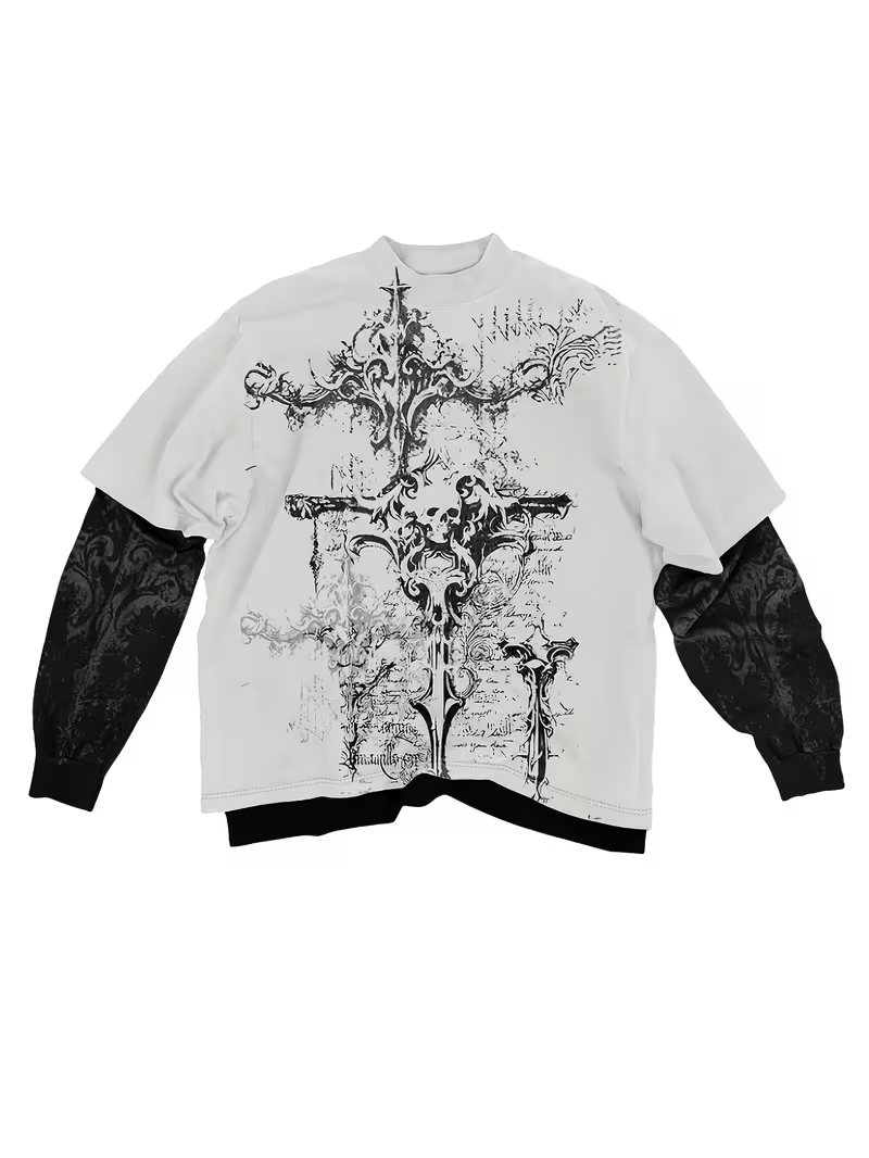 vn1514 Camiseta mangas largas blanco con negro T/L