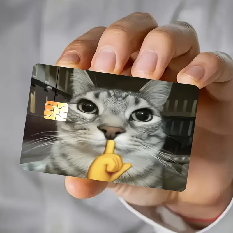 vn1524 Adhesivo para tarjeta gato silencio